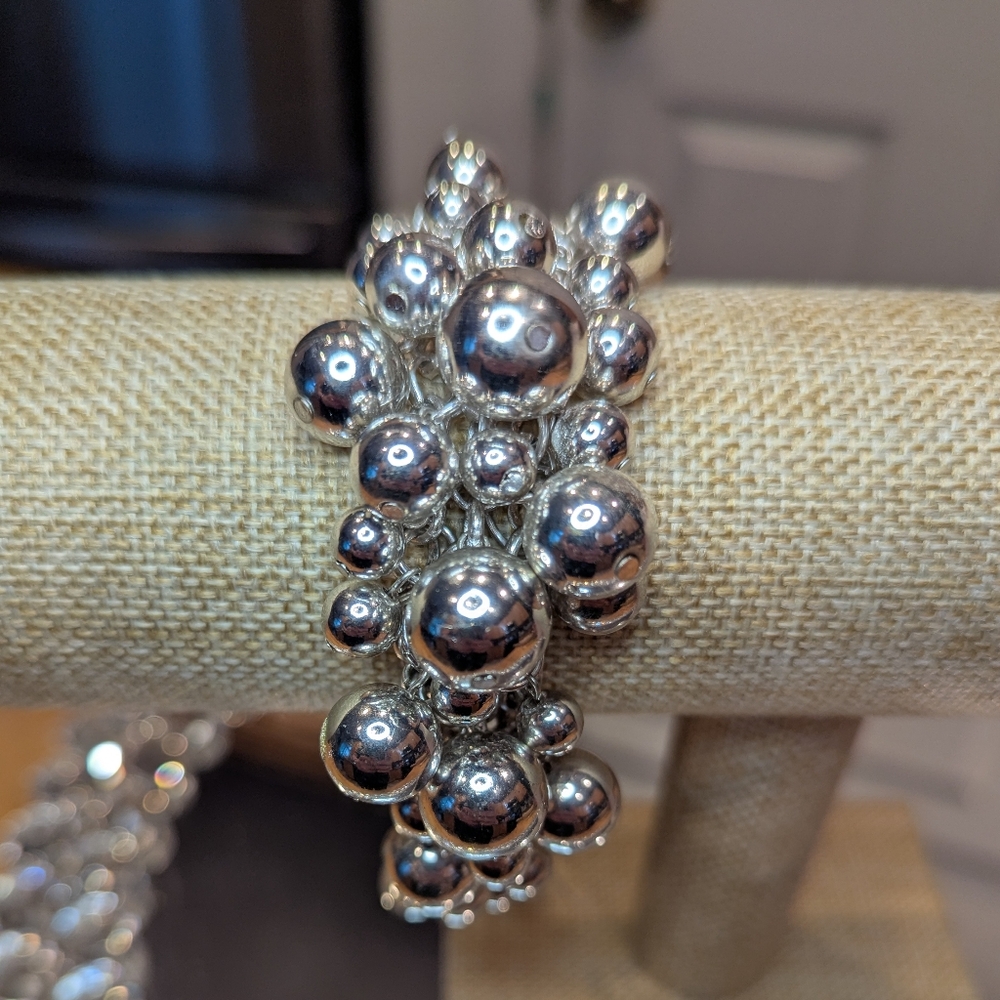 Macy's Elegant Silver Bead Bracelet NWT